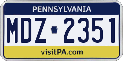PA license plate MDZ2351