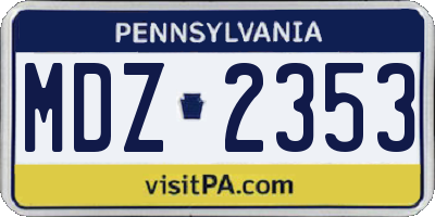 PA license plate MDZ2353