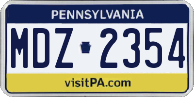 PA license plate MDZ2354