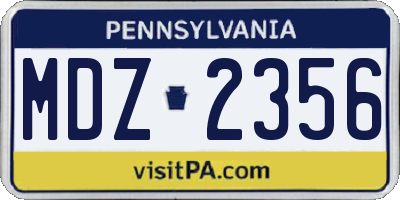 PA license plate MDZ2356