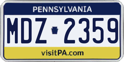 PA license plate MDZ2359