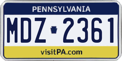 PA license plate MDZ2361