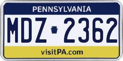 PA license plate MDZ2362