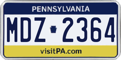 PA license plate MDZ2364