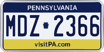 PA license plate MDZ2366