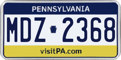 PA license plate MDZ2368