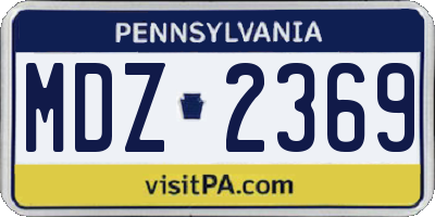 PA license plate MDZ2369