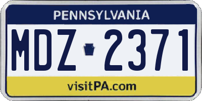 PA license plate MDZ2371