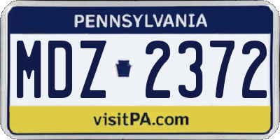 PA license plate MDZ2372