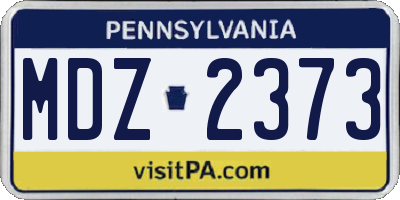 PA license plate MDZ2373