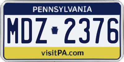 PA license plate MDZ2376