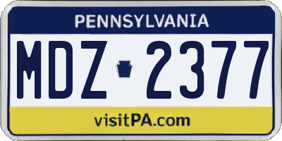 PA license plate MDZ2377