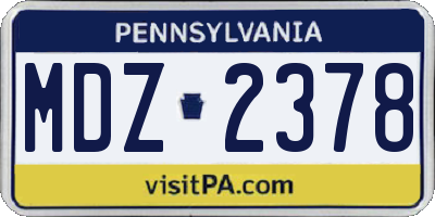 PA license plate MDZ2378