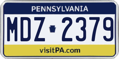 PA license plate MDZ2379
