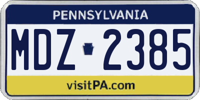 PA license plate MDZ2385
