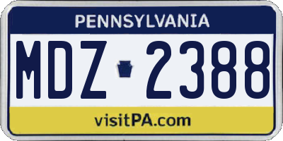 PA license plate MDZ2388