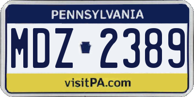 PA license plate MDZ2389