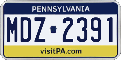 PA license plate MDZ2391