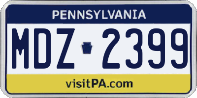 PA license plate MDZ2399