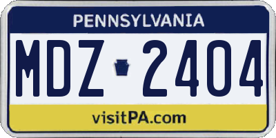 PA license plate MDZ2404