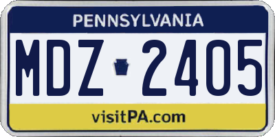PA license plate MDZ2405