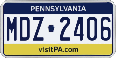 PA license plate MDZ2406