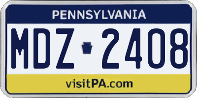 PA license plate MDZ2408