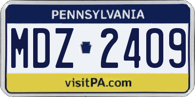 PA license plate MDZ2409