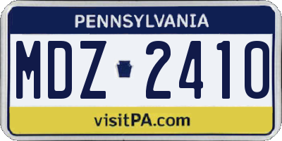 PA license plate MDZ2410