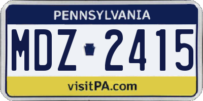 PA license plate MDZ2415