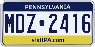PA license plate MDZ2416