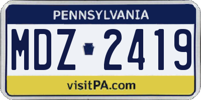 PA license plate MDZ2419