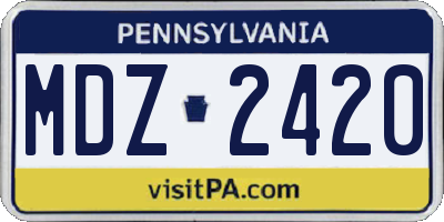 PA license plate MDZ2420