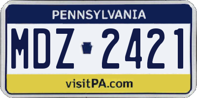 PA license plate MDZ2421
