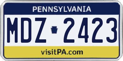 PA license plate MDZ2423
