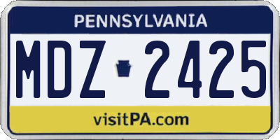PA license plate MDZ2425