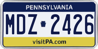 PA license plate MDZ2426