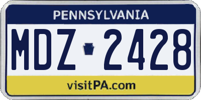 PA license plate MDZ2428