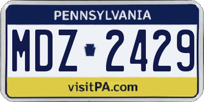 PA license plate MDZ2429