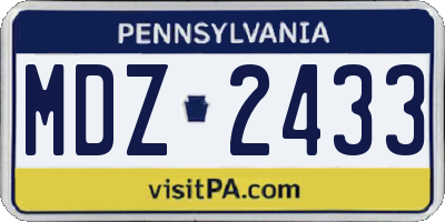 PA license plate MDZ2433