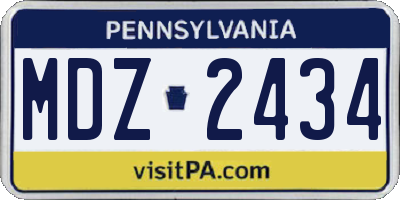 PA license plate MDZ2434