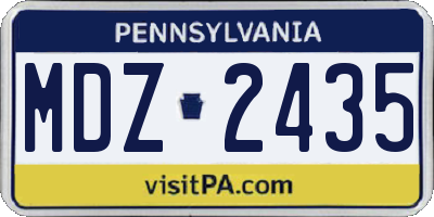 PA license plate MDZ2435