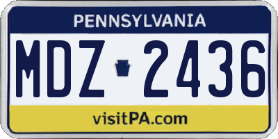 PA license plate MDZ2436