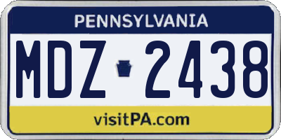 PA license plate MDZ2438