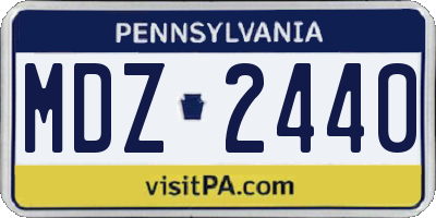 PA license plate MDZ2440