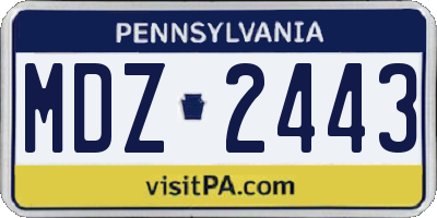 PA license plate MDZ2443