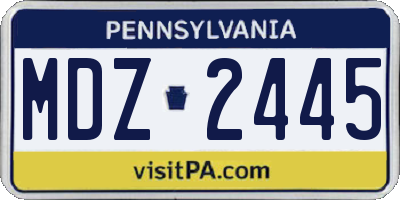 PA license plate MDZ2445