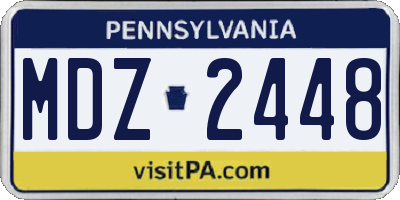 PA license plate MDZ2448