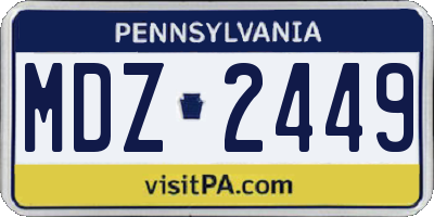 PA license plate MDZ2449
