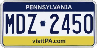 PA license plate MDZ2450